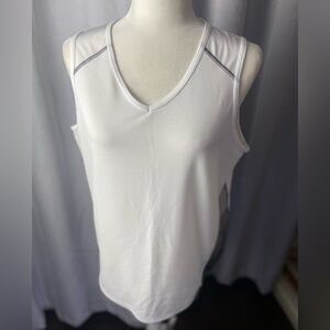 Champion White V-Neck Tank Top with Gray Side Panels